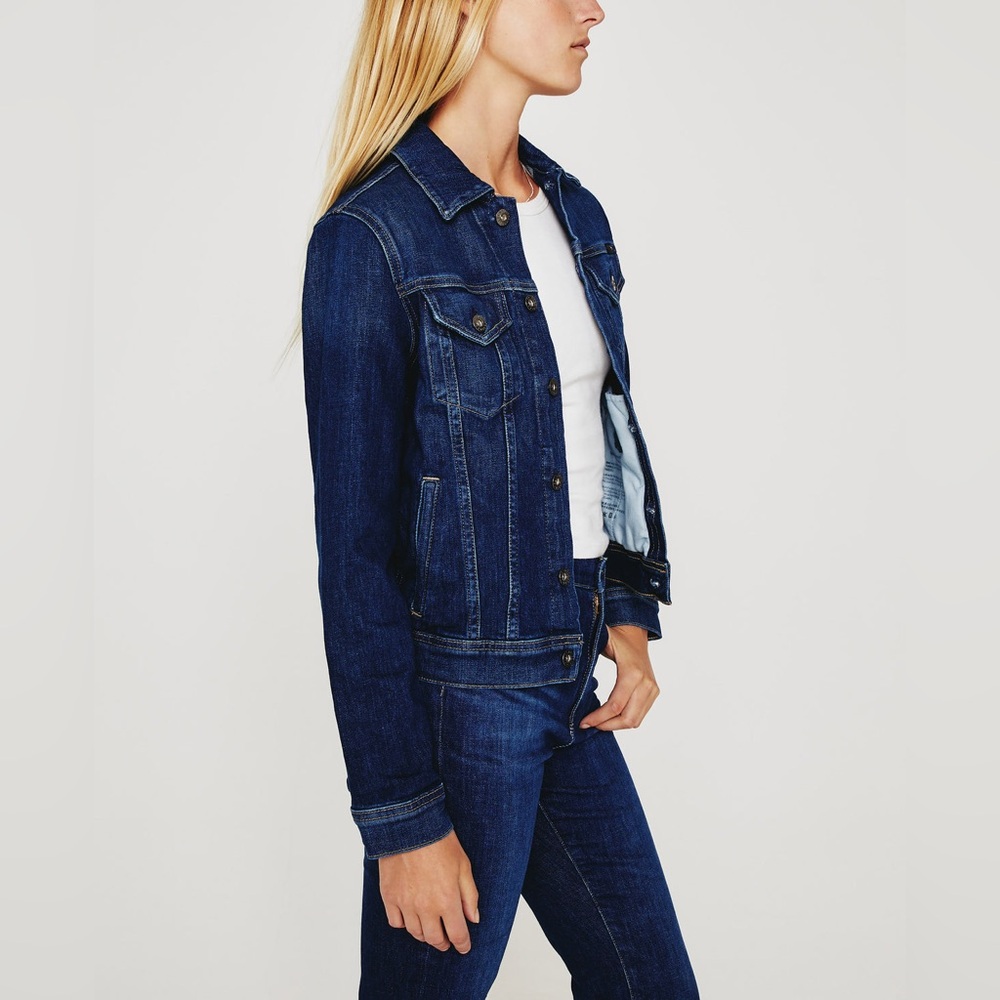 AG Mya Classic Fit Button Down Jean Denim Jacket in Easy Street Dark Wash size M - Picture 8 of 13